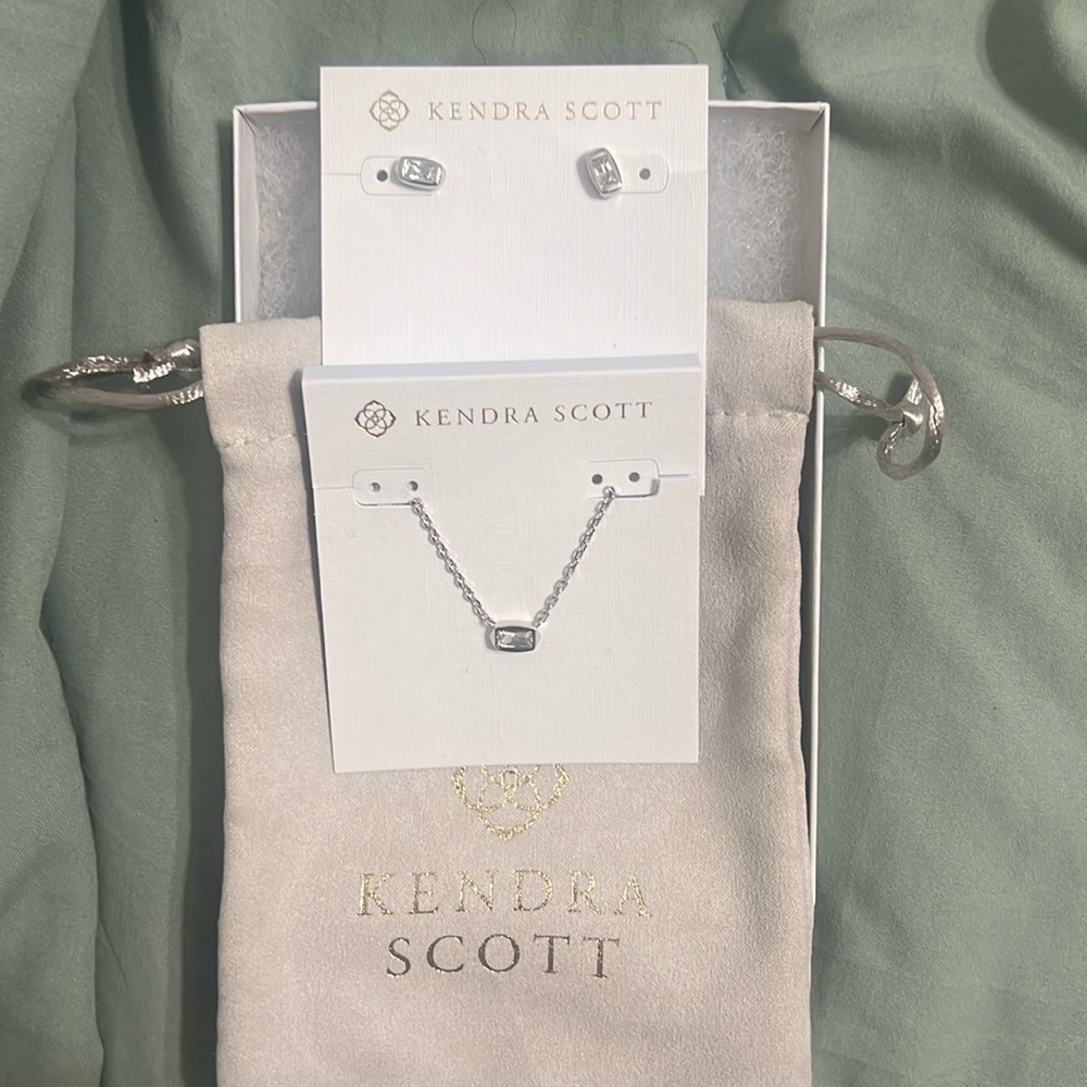Kendra Scott Silver Pendant Necklace and Earring Set